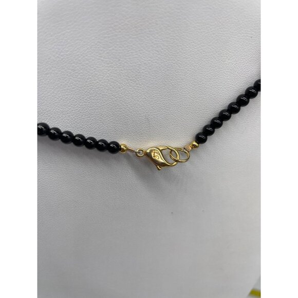 Zebra Pendant Necklace By Lee Sands With Mother Of Pearl Smokey Quartz 24" - Picture 9 of 9